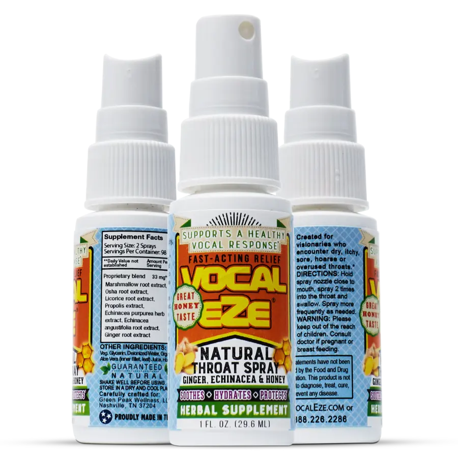 Vocal Eze herbal throat spray bottle
